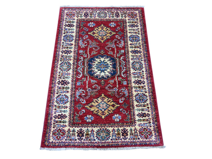 2'6" x 4'0" New Hand Knotted Red Wool Rectangle Oriental Rug - MOA10221356