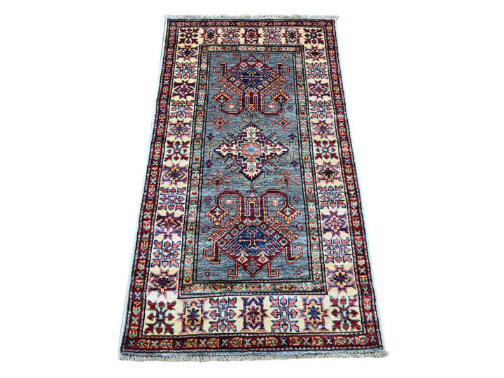 2'6" x 4'6" New Hand Knotted Grey Wool Runner Oriental Rug - MOA10221358