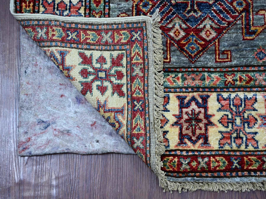 2'6" x 4'6" New Hand Knotted Grey Wool Runner Oriental Rug - MOA10221358