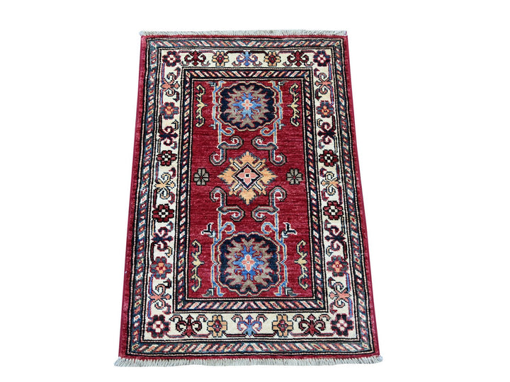 1'11" x 2'11" New Hand Knotted Red Wool Rectangle Oriental Rug - MOA10221359