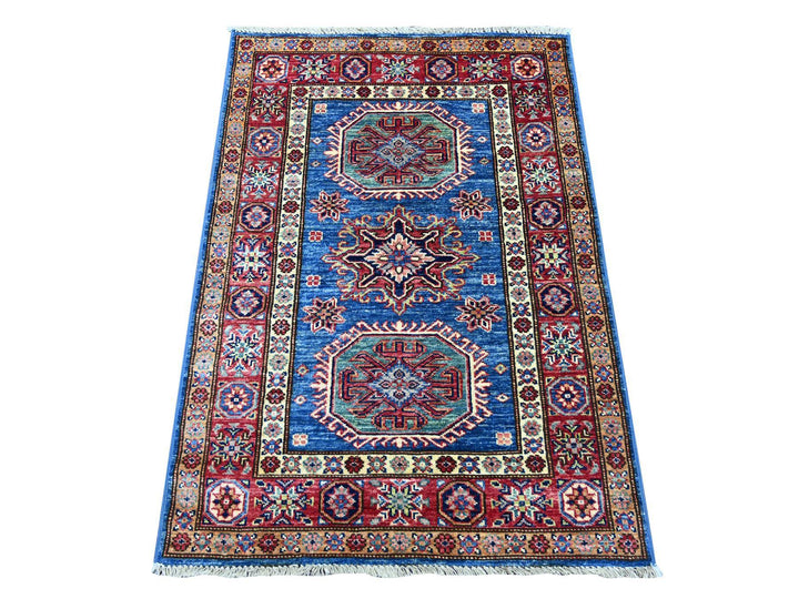 2'9" x 4'0" New Hand Knotted Blue Wool Rectangle Oriental Rug - MOA10221361