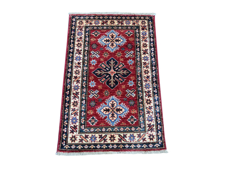 1'11" x 3'0" New Hand Knotted Red Wool Rectangle Oriental Rug - MOA10221363