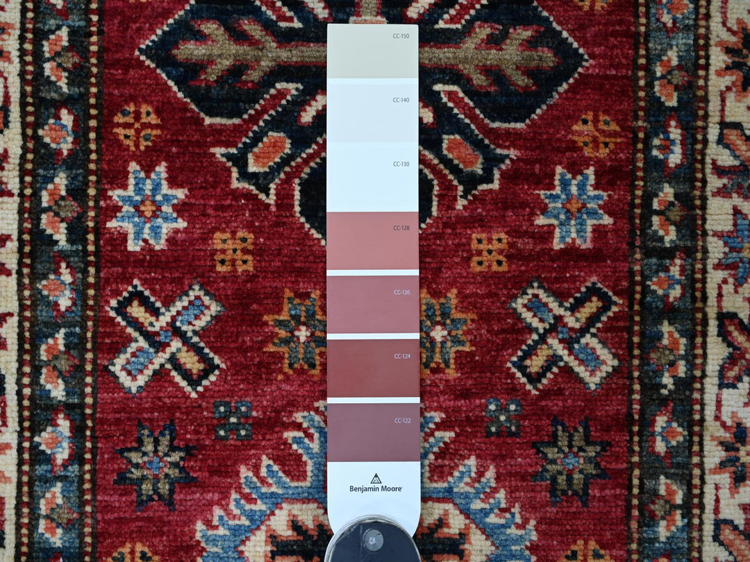 1'11" x 3'0" New Hand Knotted Red Wool Rectangle Oriental Rug - MOA10221363
