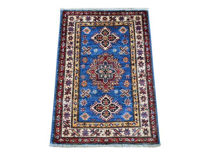 2'0" x 2'10" New Hand Knotted Blue Wool Rectangle Oriental Rug - MOA10221364