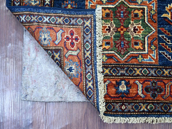 2'10" x 4'1" New Hand Knotted Blue Wool Rectangle Oriental Rug - MOA10221366