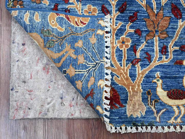 2'7" x 3'11" New Hand Knotted Blue Wool Rectangle Oriental Rug - MOA10221367