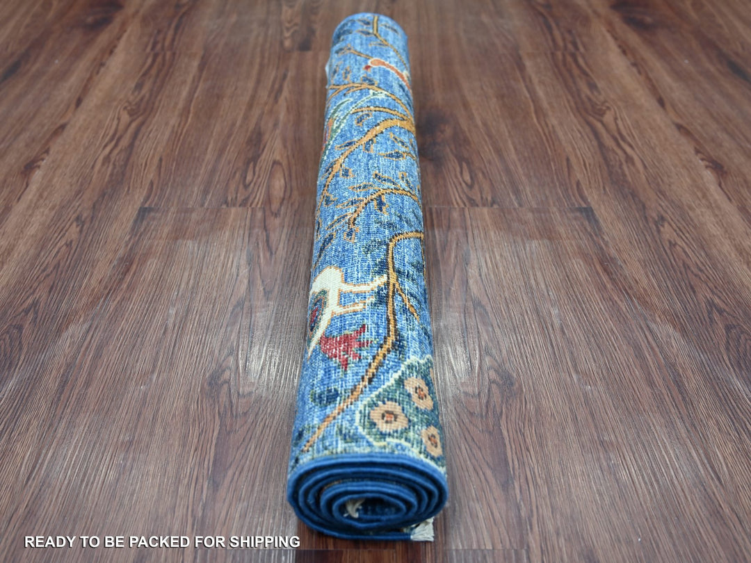 2'7" x 3'11" New Hand Knotted Blue Wool Rectangle Oriental Rug - MOA10221367