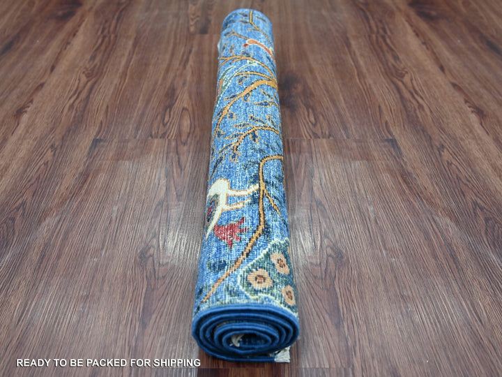 2'7" x 3'11" New Hand Knotted Blue Wool Rectangle Oriental Rug - MOA10221367