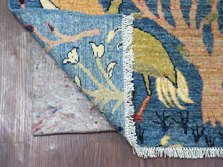 2'6" x 5'10" New Hand Knotted Blue Wool Runner Oriental Rug - MOA10221368