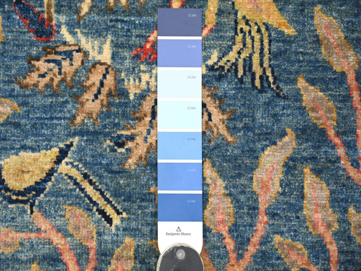 2'6" x 5'10" New Hand Knotted Blue Wool Runner Oriental Rug - MOA10221368