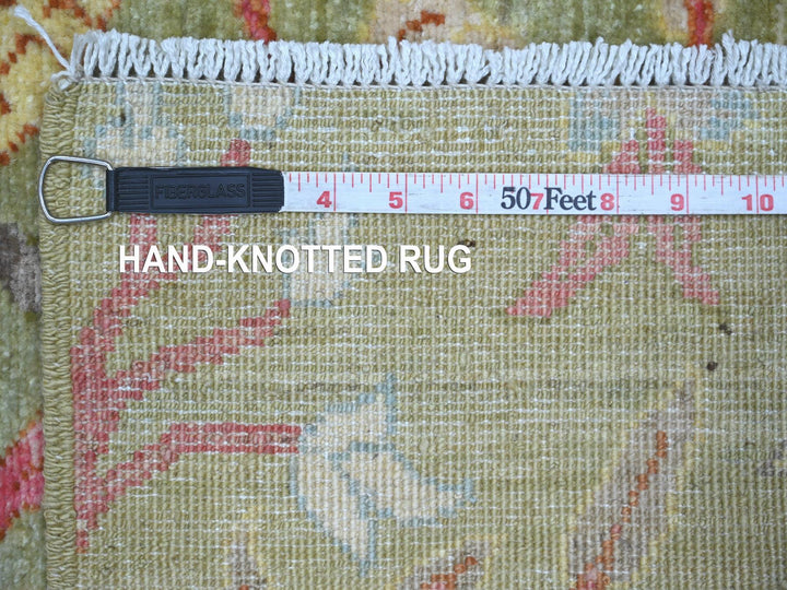 2'7" x 11'8" New Hand Knotted Green Wool Runner Oriental Rug - MOA10221369