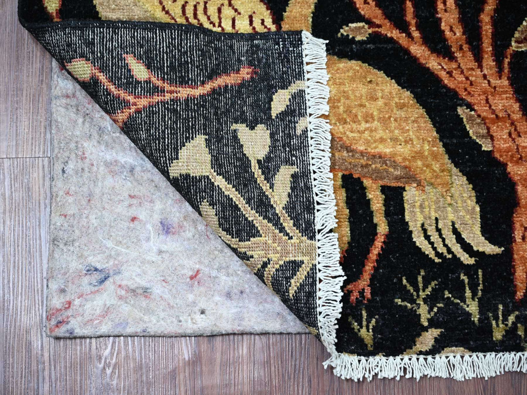 2'6" x 6'0" New Hand Knotted Black Wool Runner Oriental Rug - MOA10221370