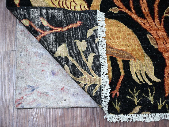 2'6" x 6'0" New Hand Knotted Black Wool Runner Oriental Rug - MOA10221370