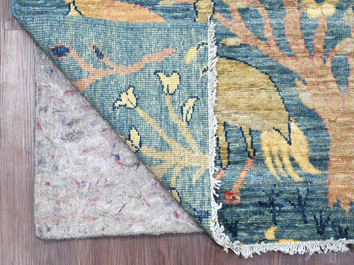 2'8" x 11'8" New Hand Knotted Blue Wool Runner Oriental Rug - MOA10221371