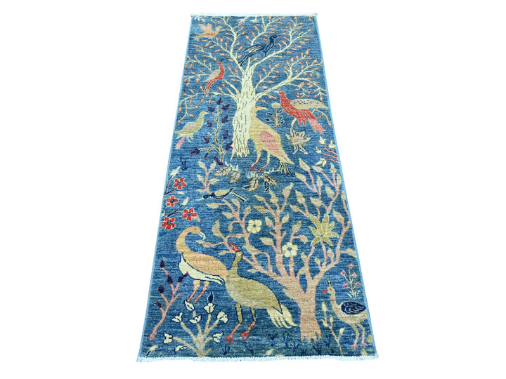 2'4" x 5'9" New Hand Knotted Blue Wool Runner Oriental Rug - MOA10221373