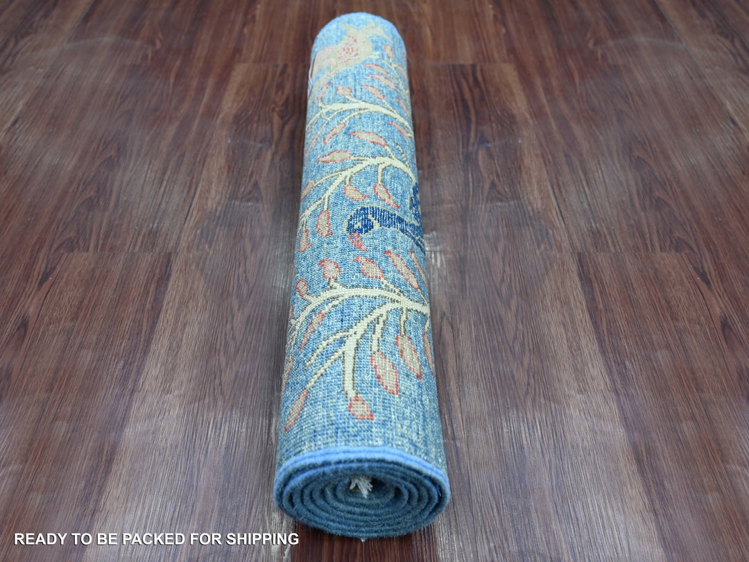 2'4" x 5'9" New Hand Knotted Blue Wool Runner Oriental Rug - MOA10221373