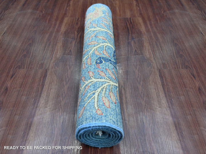 2'4" x 5'9" New Hand Knotted Blue Wool Runner Oriental Rug - MOA10221373