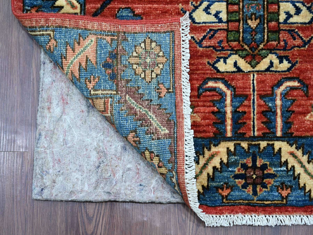 3'2" x 15'6" New Hand Knotted Red Wool Runner Oriental Rug - MOA10221374