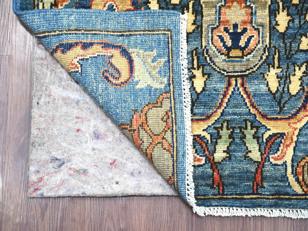 2'8" x 14'3" New Hand Knotted Blue Wool Runner Oriental Rug - MOA10221375