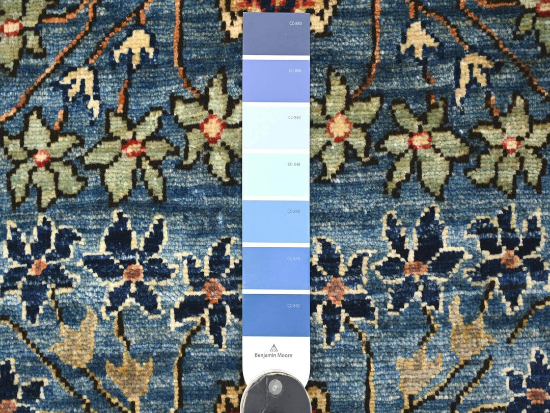 2'8" x 14'3" New Hand Knotted Blue Wool Runner Oriental Rug - MOA10221375