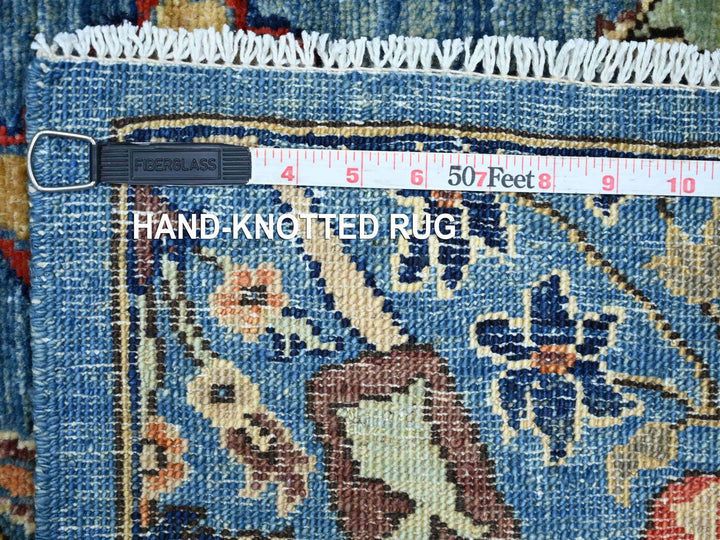 2'8" x 14'3" New Hand Knotted Blue Wool Runner Oriental Rug - MOA10221375