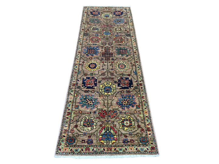 2'7" x 7'9" New Hand Knotted Brown Wool Runner Oriental Rug - MOA10221376