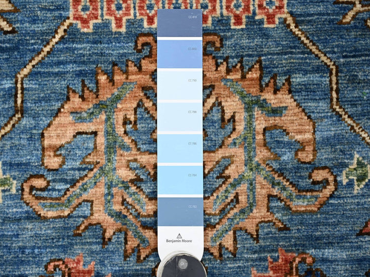 3'1" x 7'8" New Hand Knotted Blue Wool Runner Oriental Rug - MOA10221377