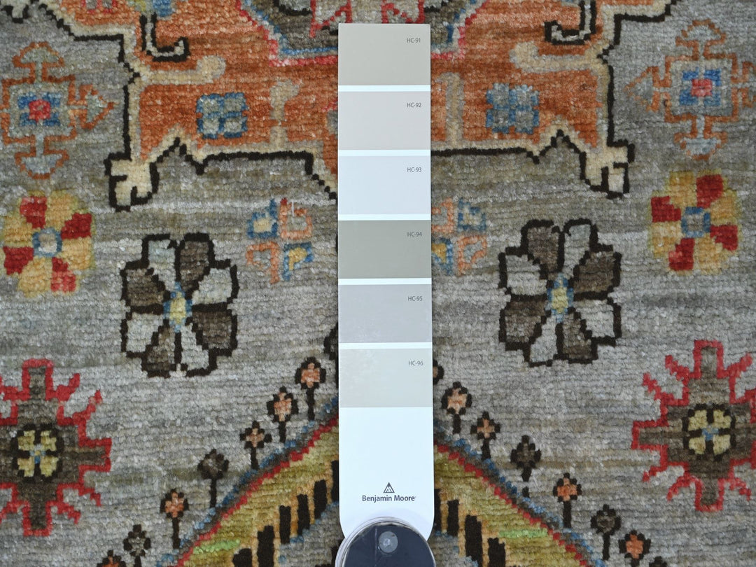 2'7" x 7'11" New Hand Knotted Grey Wool Runner Oriental Rug - MOA10221378