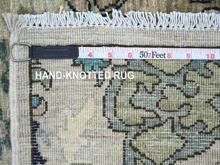 2'6" x 14'4" New Hand Knotted Green Wool Runner Oriental Rug - MOA10221379