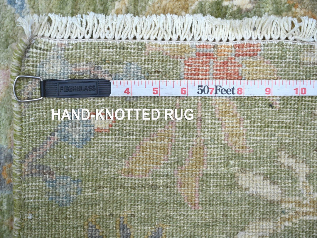 2'7" x 17'7" New Hand Knotted Green Wool Runner Oriental Rug - MOA10221380