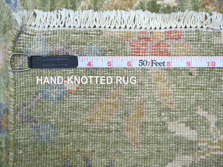 2'7" x 17'7" New Hand Knotted Green Wool Runner Oriental Rug - MOA10221380