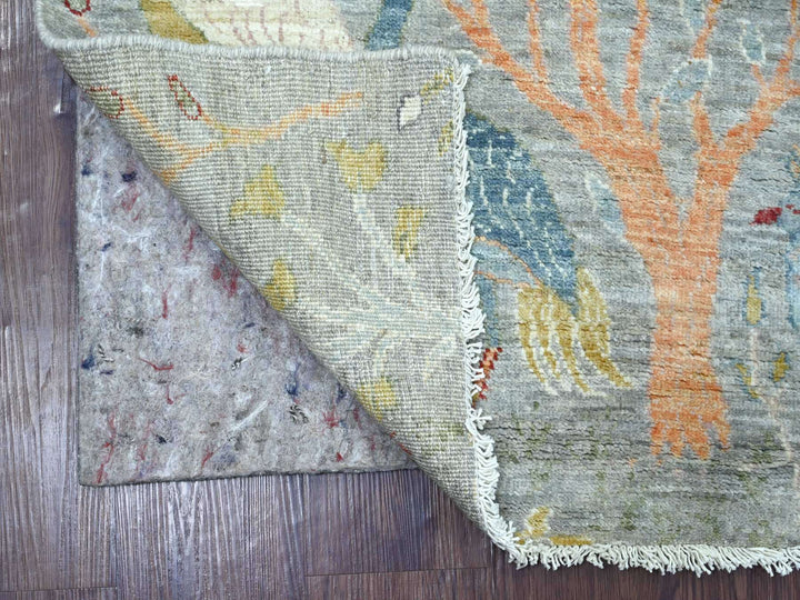 2'6" x 8'1" New Hand Knotted Grey Wool Runner Oriental Rug - MOA10221381