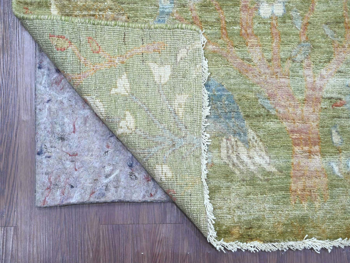 2'6" x 15'1" New Hand Knotted Green Wool Runner Oriental Rug - MOA10221382