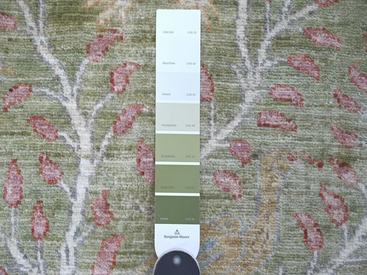 2'6" x 15'1" New Hand Knotted Green Wool Runner Oriental Rug - MOA10221382