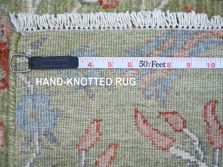 2'6" x 15'1" New Hand Knotted Green Wool Runner Oriental Rug - MOA10221382