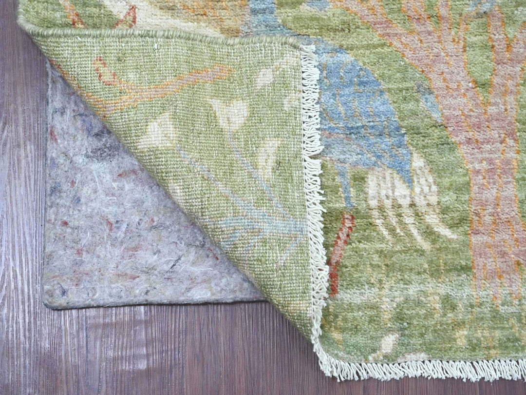 2'6" x 8'0" New Hand Knotted Green Wool Runner Oriental Rug - MOA10221384