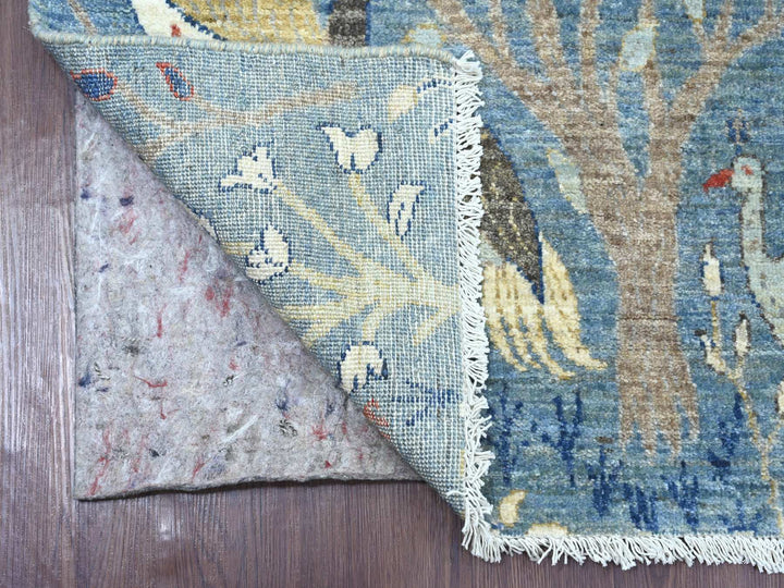 2'6" x 8'1" New Hand Knotted Blue Wool Runner Oriental Rug - MOA10221385
