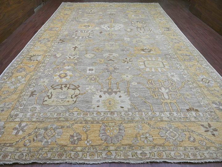 11'7" x 17'0" New Hand Knotted Brown Wool Rectangle Oriental Rug - MOA10221386