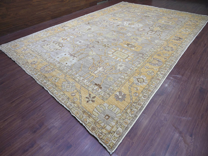 11'7" x 17'0" New Hand Knotted Brown Wool Rectangle Oriental Rug - MOA10221386