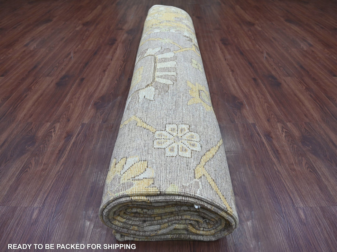 11'7" x 17'0" New Hand Knotted Brown Wool Rectangle Oriental Rug - MOA10221386