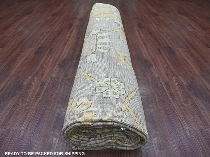 11'7" x 17'0" New Hand Knotted Brown Wool Rectangle Oriental Rug - MOA10221386