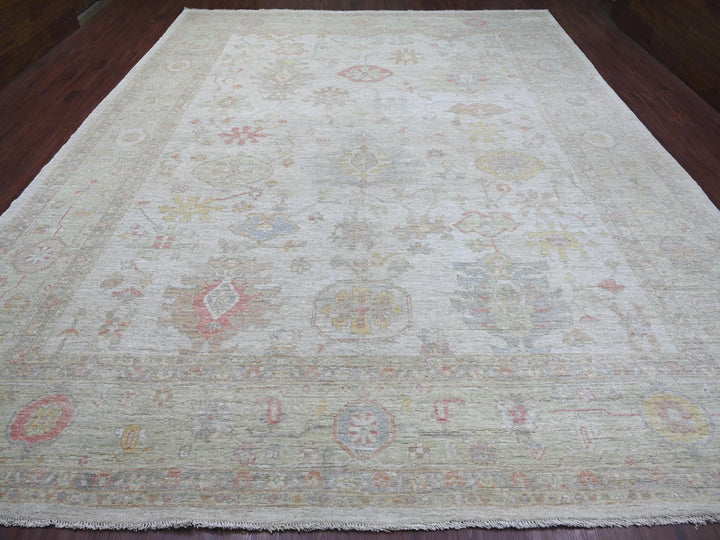 11'10" x 14'7" New Hand Knotted Grey Wool Rectangle Oriental Rug - MOA10221387