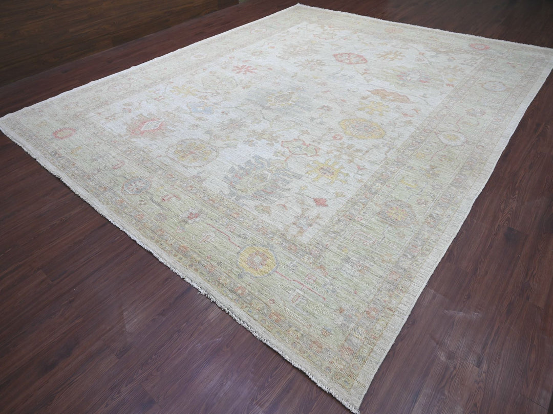 11'10" x 14'7" New Hand Knotted Grey Wool Rectangle Oriental Rug - MOA10221387
