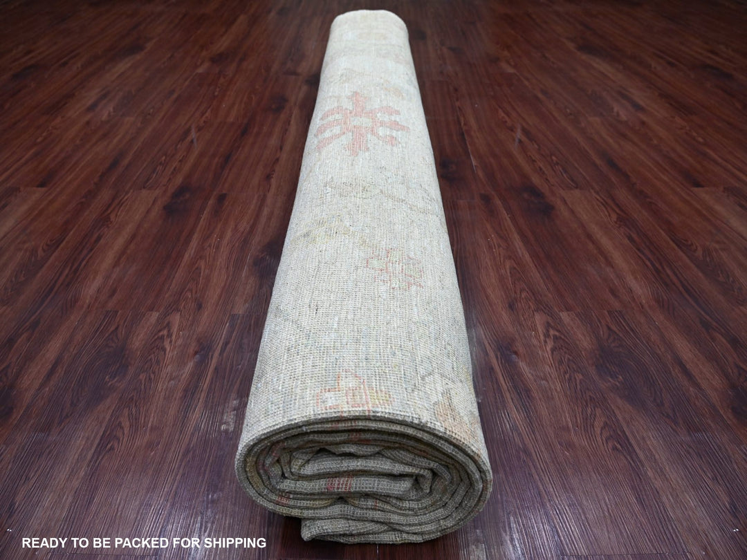 11'10" x 14'7" New Hand Knotted Grey Wool Rectangle Oriental Rug - MOA10221387