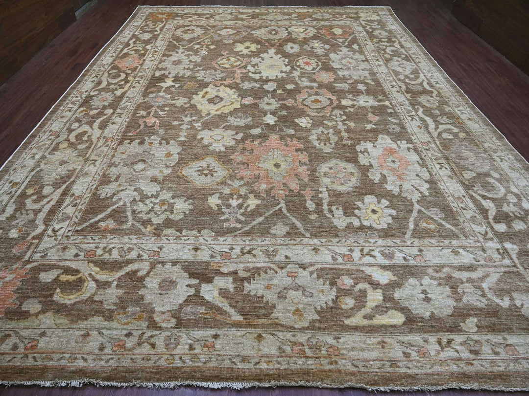 11'8" x 15'5" New Hand Knotted Brown Wool Rectangle Oriental Rug - MOA10221388