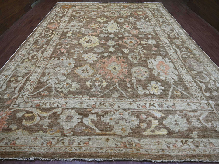 11'8" x 15'5" New Hand Knotted Brown Wool Rectangle Oriental Rug - MOA10221388