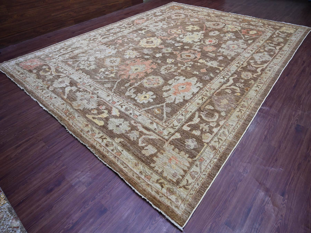 11'8" x 15'5" New Hand Knotted Brown Wool Rectangle Oriental Rug - MOA10221388