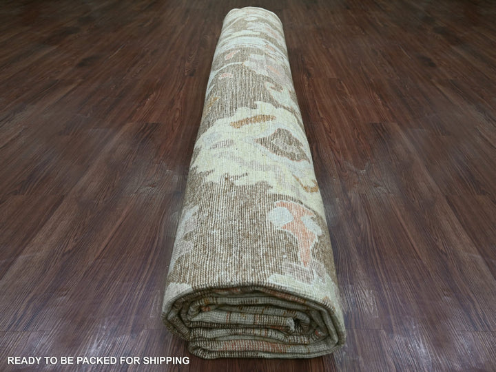 11'8" x 15'5" New Hand Knotted Brown Wool Rectangle Oriental Rug - MOA10221388