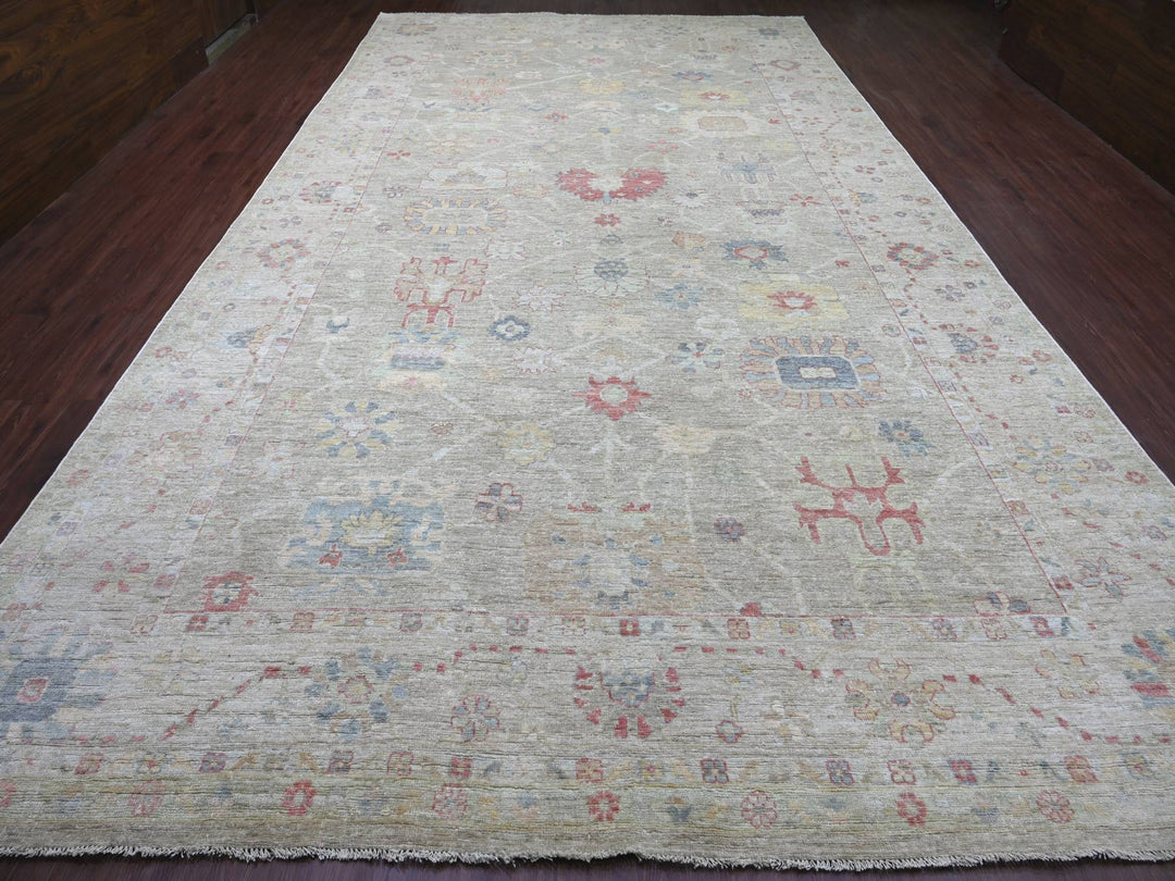 10'0" x 17'10" New Hand Knotted Green Wool Rectangle Oriental Rug - MOA10221390