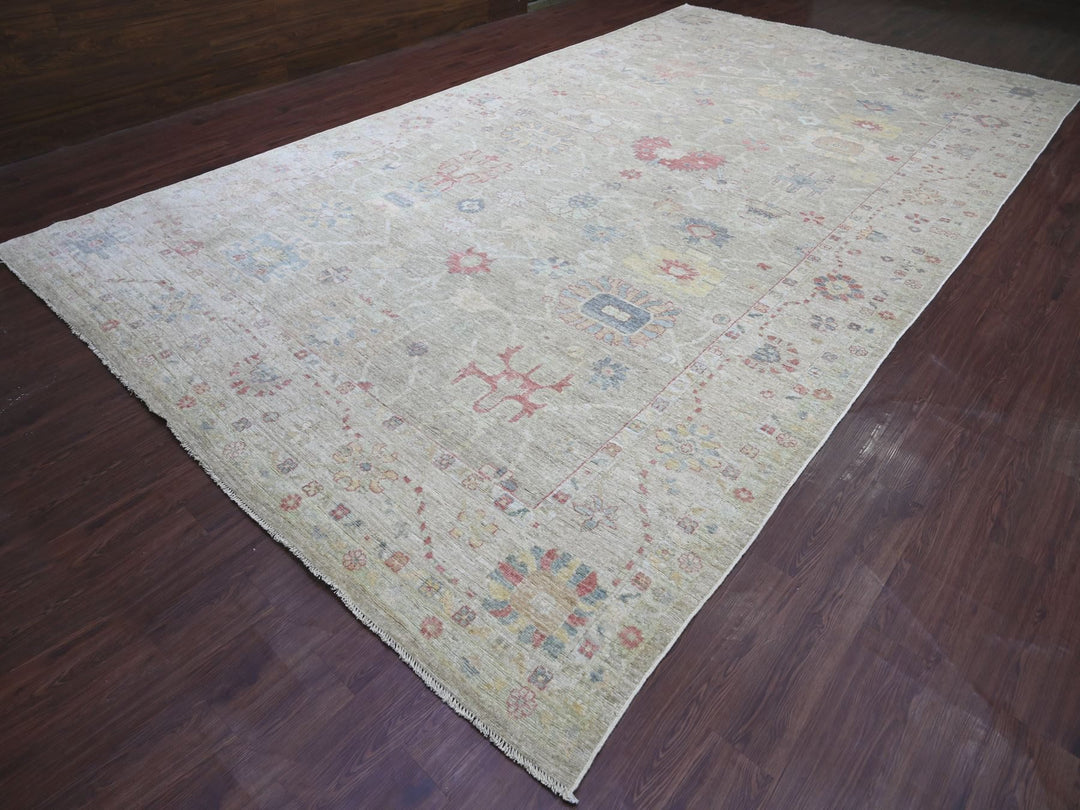10'0" x 17'10" New Hand Knotted Green Wool Rectangle Oriental Rug - MOA10221390